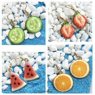 🌿🌿 [HCM] Bông tai (hoa tai) trái cây (dưa hấu, dưa leo, cam, dâu tay) (Ảnh Thật) - 25k