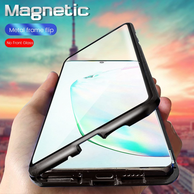 Back Tempered Glass Magnetic Flip Case For Samsung Galaxy Note 10 Pro Note10 Plus 10pro Phone Casing Magnet Hard Cover