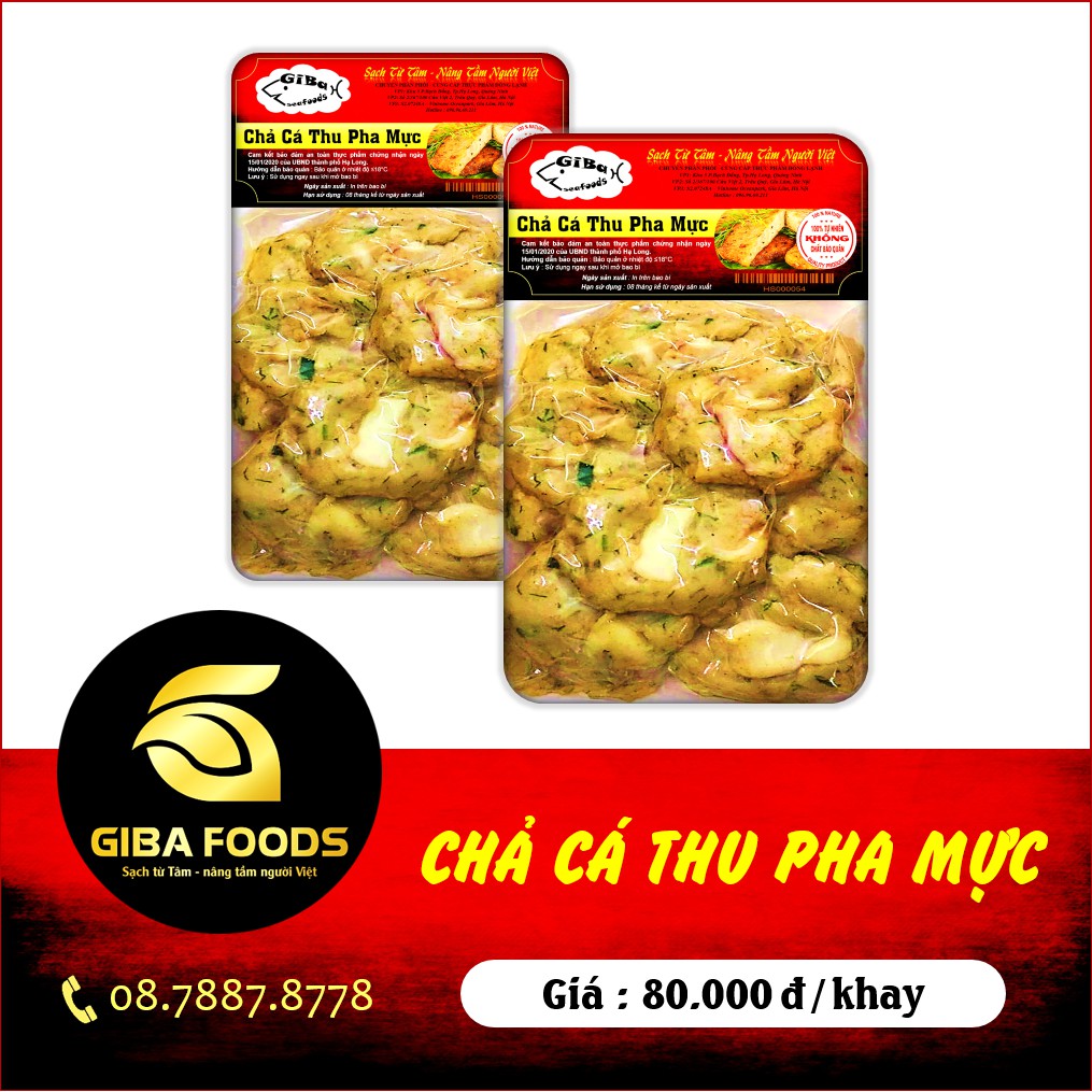 GIBAFOODS - SỈ/LẺ - CHẢ CÁ THU PHA MỰC/ Khay 350gr