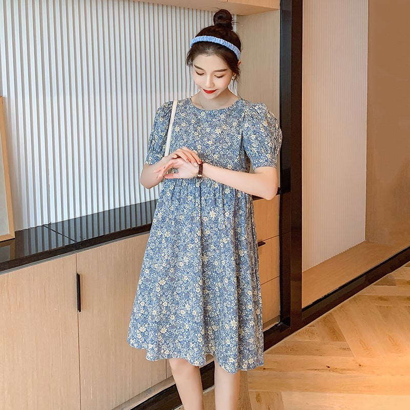 Đầm Bầu Váy Bầu Babydoll Hoa Nhí Tay Bồng Mùa Hè Thiết Kế HD2815 Honey Mommy