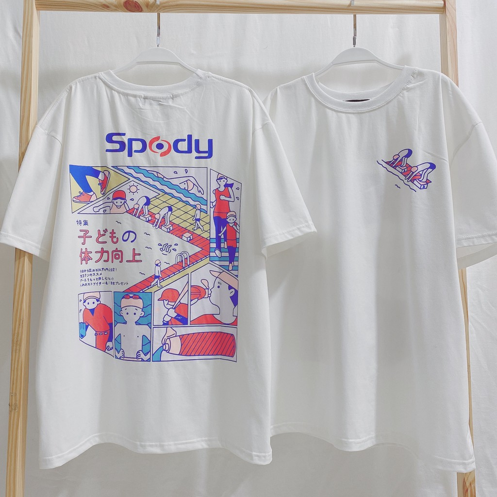 Áo Thun tay lỡ YAYSHOP phông unisex nam nữ form rộng vải cotton mềm mịn Bơi Lội kèm hình thật