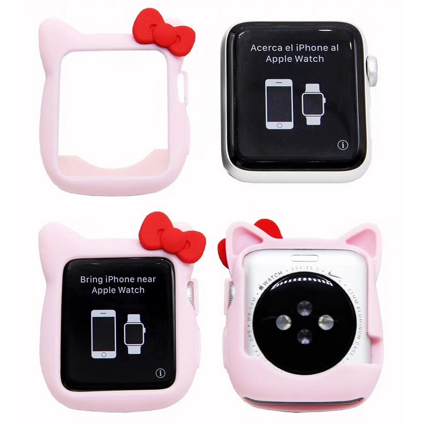 Ốp silicon hình mèo Hello Kitty xinh xắn dành cho đồng hồ thông minh Apple Watch Series 5/4/3 / 2 / 1 (38 / 42mm/40mm/44mm)