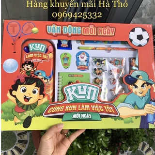 Bộ đồ dùng học tập Kun - Bộ đồ dùng Kun set 9 món cao cấp hàng khuyến mãi sữa Kun