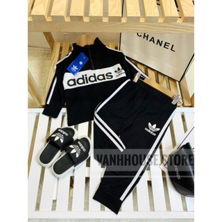 Bộ adidas kéo khoá cho bé trai/bé gái chất đẹp mặc thu đông