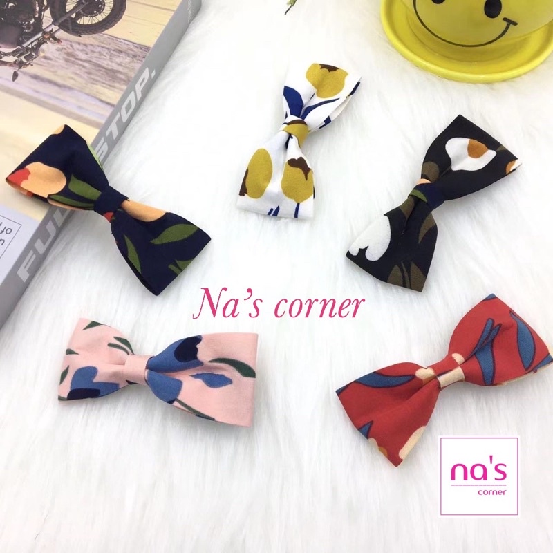 Kẹp tóc cài mỏ vịt hình nơ vải vintage sang trọng