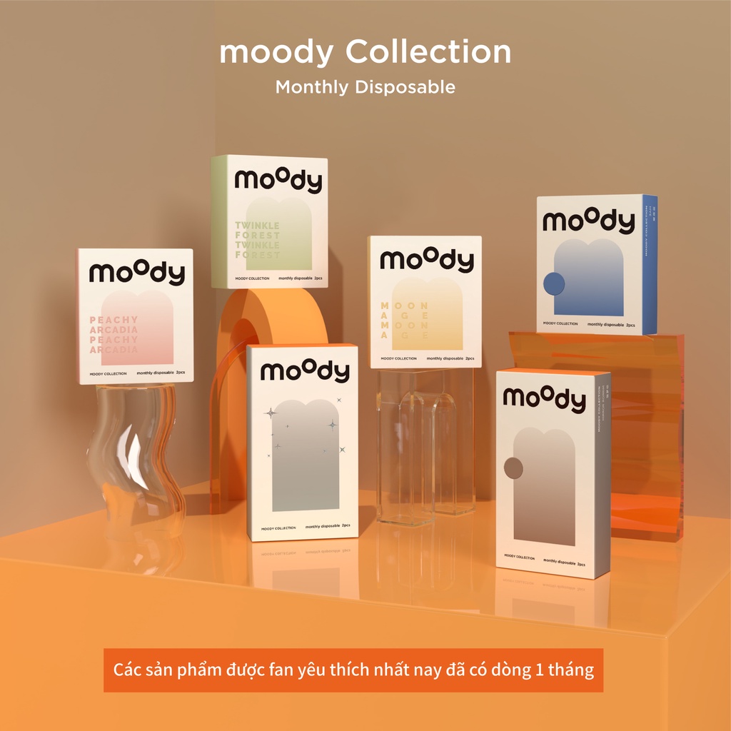 Bộ 2 cái kính áp tròng Moody Twinkle Forest 14.1mm nhiều màu dùng hàng tháng