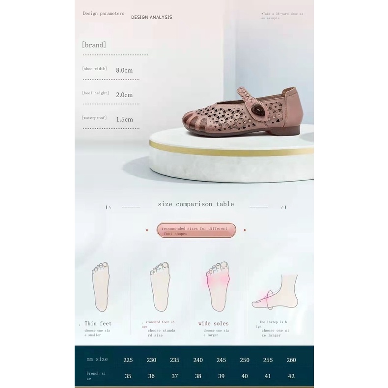 Xăng đan Da Thật Đục Lỗ Thoải Mái Phong Cách Dân Tộc retro Mùa Hè 2022 Cho Nữ