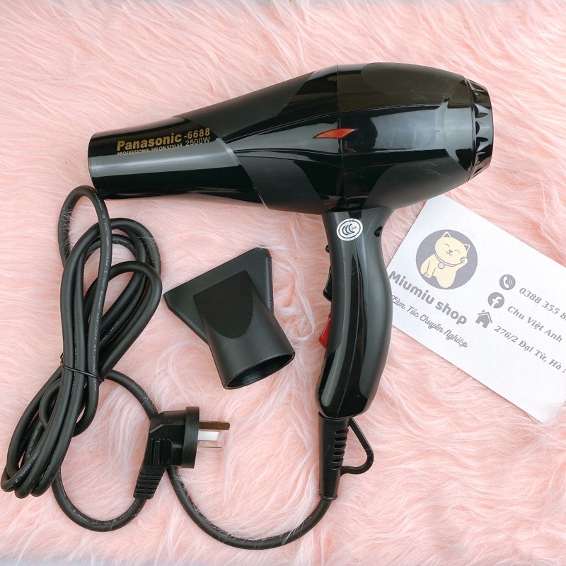 Máy sấy tóc Pana đen 6680 6688 công suất lớn có đèn led sáp thơm chuyên dùng salon