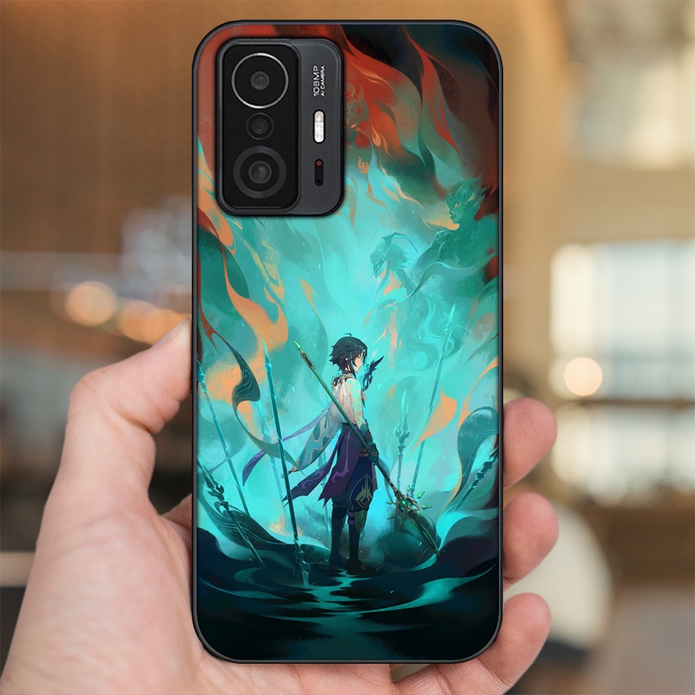Ốp lưng Xiaomi 11T viền đen in hình Xiao Genshin Impact