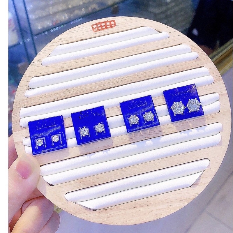 Bông tai nụ đá 6 chấu bạc ta,Khuyên tai bạc nụ đá nhiều size -Minh Tâm Jewelry