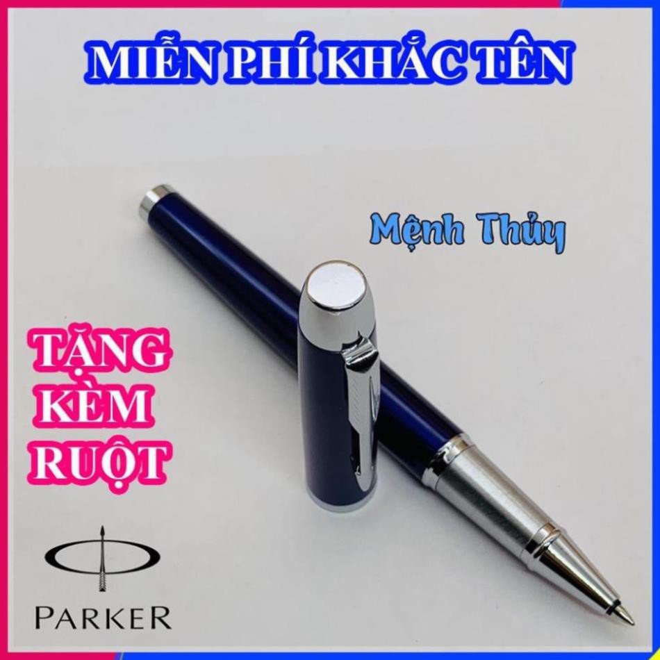 [TẶNG KÈM RUỘT BÚT] Bút Parker IM Blue cài trắng - Ngòi dạ bi, 0.5 mm, mực mịn, viết đều ở mọi góc nghiêng