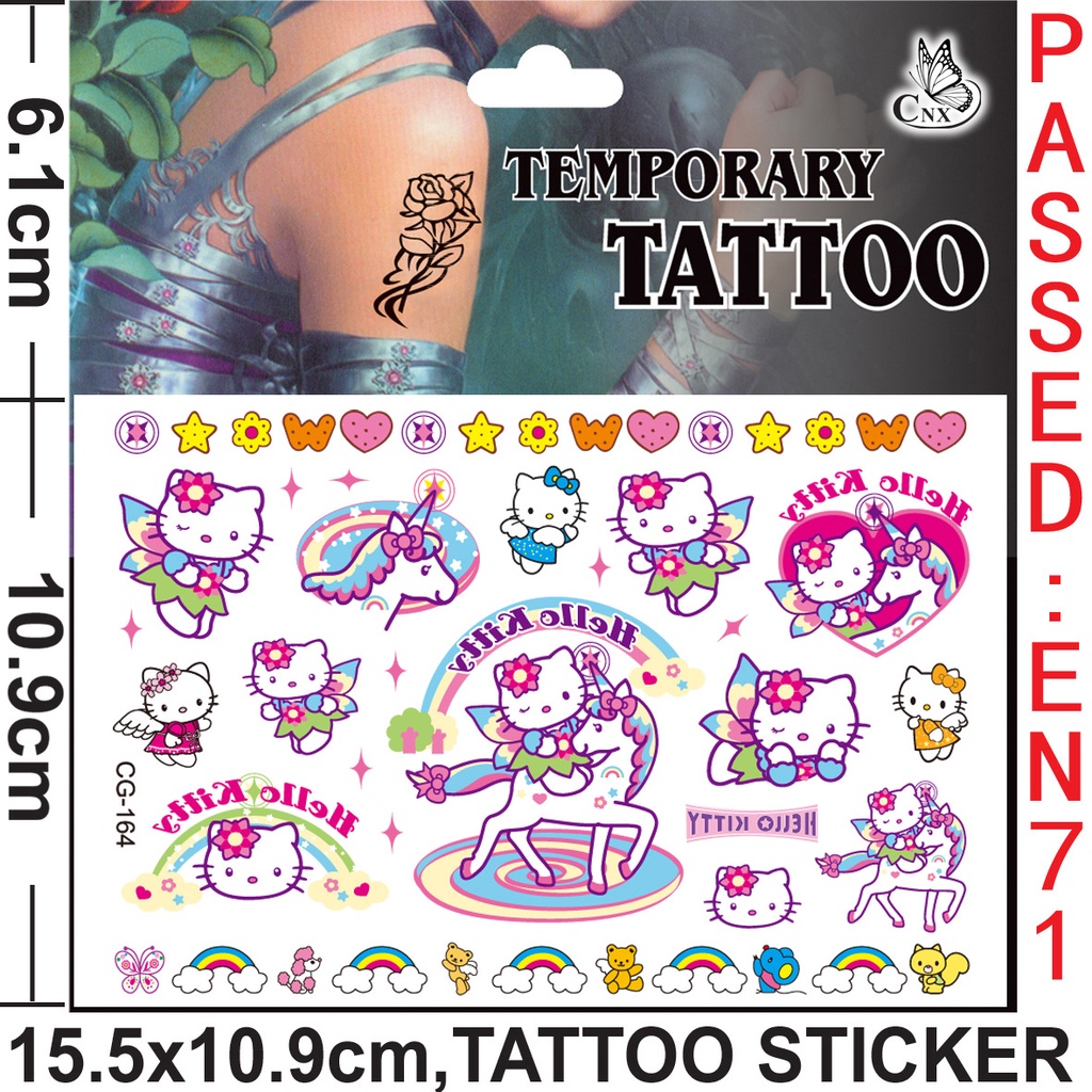 Hình xăm dán tạm thời họa tiết Hello Kitty dễ thương