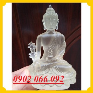 Tượng phật dược sư lưu ly trắng size 12x19cm