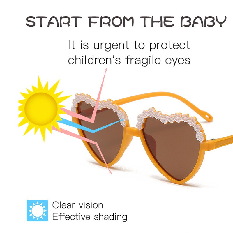 Kính Mát Cho Trẻ Em Phong Cách Mới Hình Trái Tim Dán Tia Cực Tím