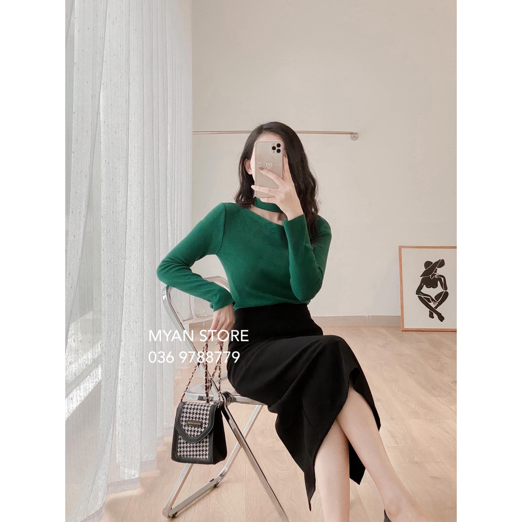 Áo len hở cổ dài tay A102136 | BigBuy360 - bigbuy360.vn