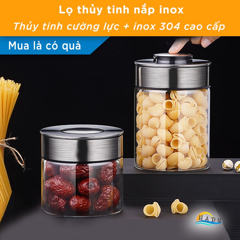 Hộp Đựng Trà Cafe Đồ Khô Và Ngũ Cốc Thủy Tinh Có Nắp Inox Cao Cấp Đạt Chất Lượng Đức SSGP