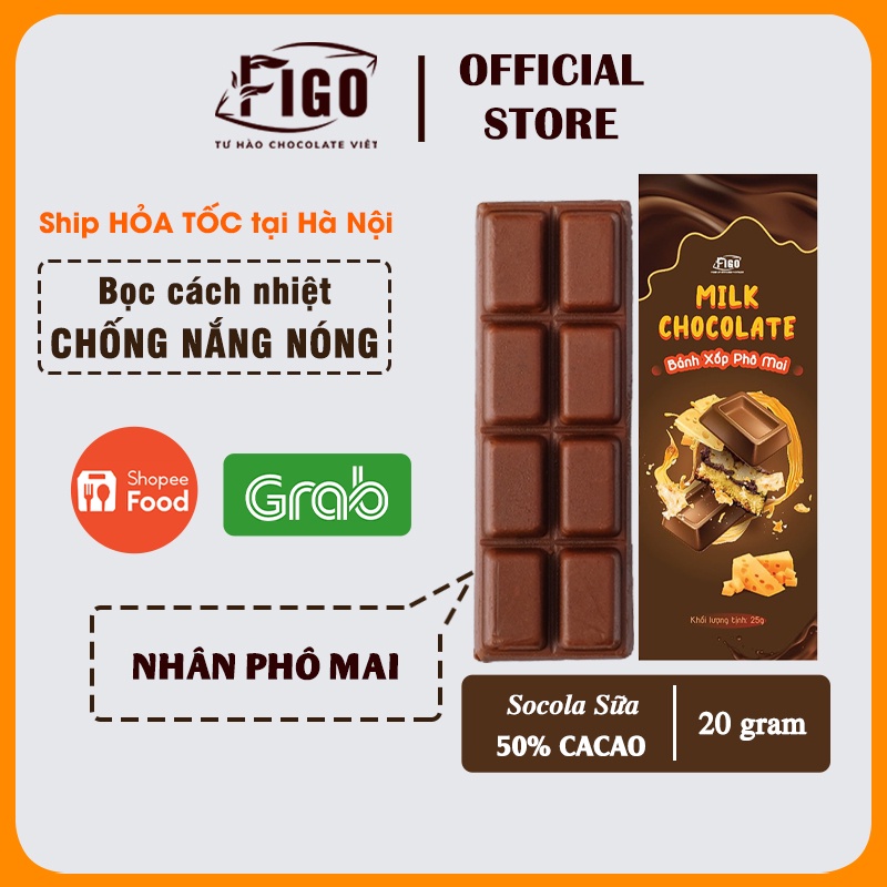 [Giao hoả tốc HN-4 Hộp Socola]  1 Hộp socola Sữa nho nhô 50g+ 3 Hộp Socola sữa 20g cookie,hạnh nhân, phô mai FIGO