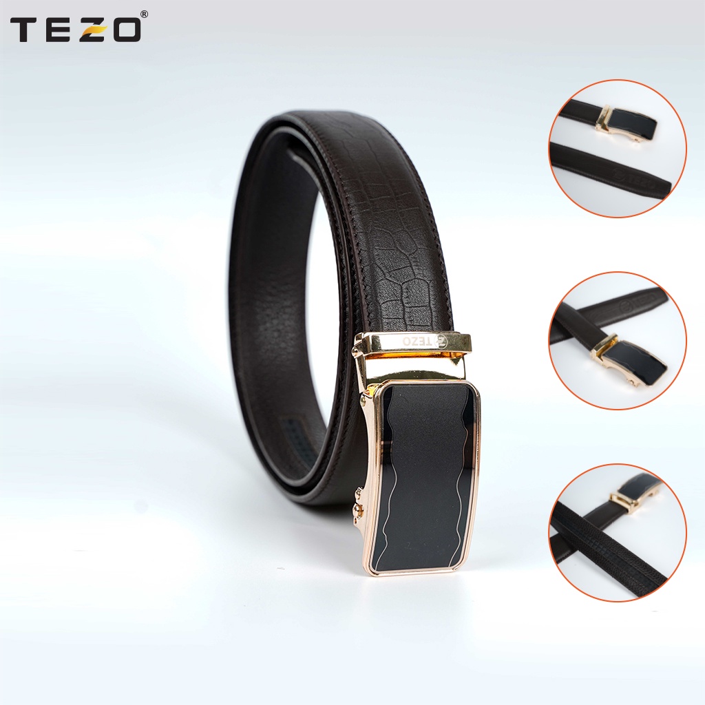 Thắt lưng nam TEZO, dây da nam công sở được làm từn 100% da bò cao cấp mặt vuông kim loại 469
