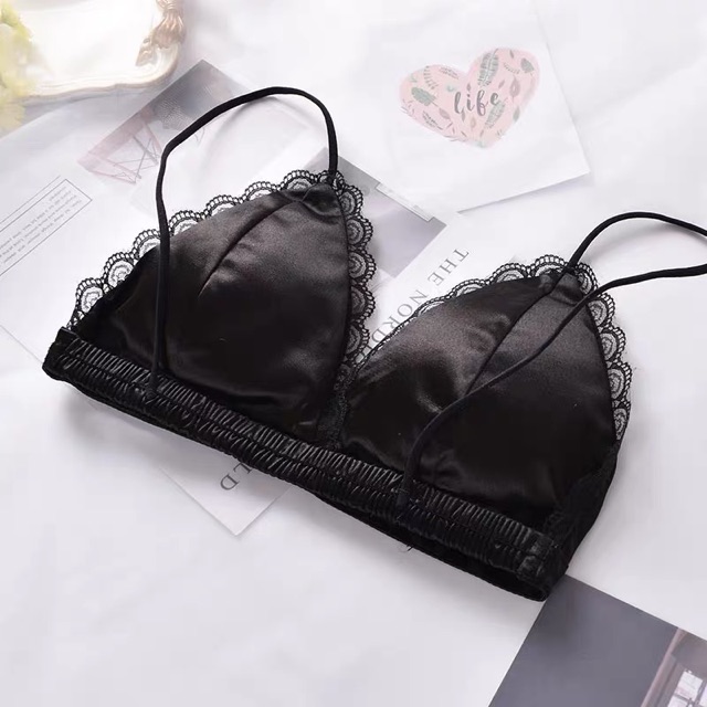 áo bra phi bóng satin ren đệm mỏng hàng free size