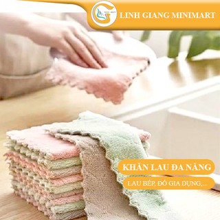 5 Khăn lau đa năng mềm mại thấm hút tốt, khăn lau đa năng nhà bếp 2 mặt chống dính dầu mỡ nhanh khô