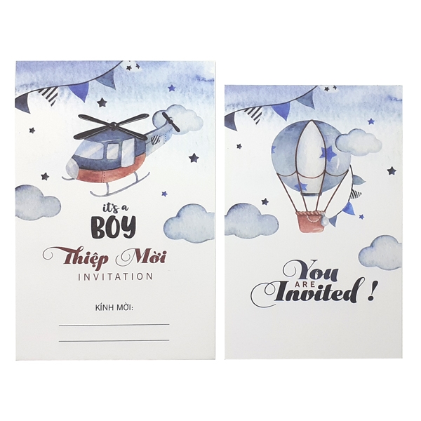 Thiệp Mời Túi Lót Đơn (Xấp 4) Đức Quyền - Mẫu 8 - It's A Boy