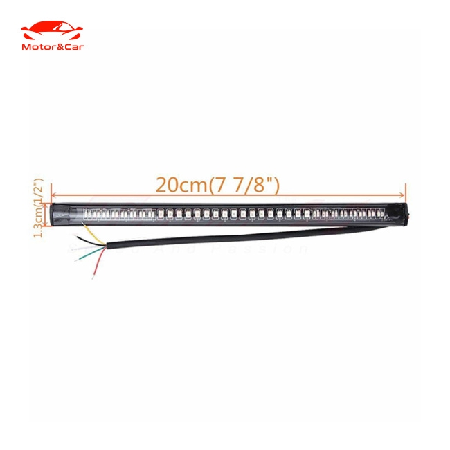 2X Universal Motorcycle flexible 48 LED Light Strip 8'' Steering Signal Tail Light Bar