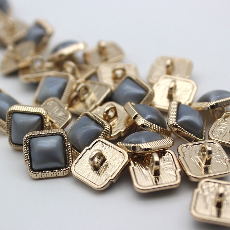 Set 5 Nút Áo Kim Loại Hình Vuông 11.5MM Màu Vàng Kim Làm Đồ Thủ Công DIY