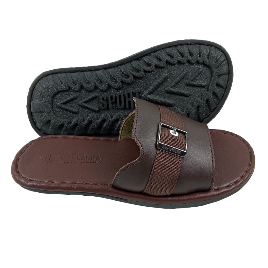 Dép nam quai ngang trơn Dép da nam DA THẬT