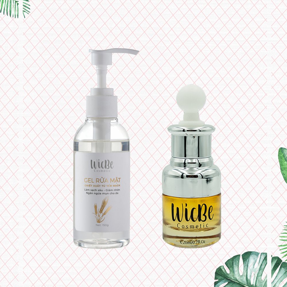 Combo Serum Dưỡng Trắng Da, Trẻ Hóa Da + Gel Rửa Mặt Giảm Nhờn Yến Mạch Wicbe - Ly Ly