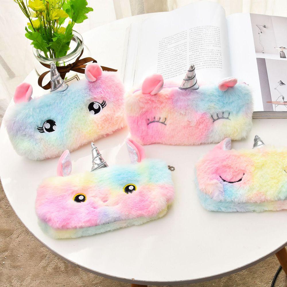 Túi Đựng Bút Bằng Lông Nhung Họa Tiết Hoạt Hình Sáng Tạo