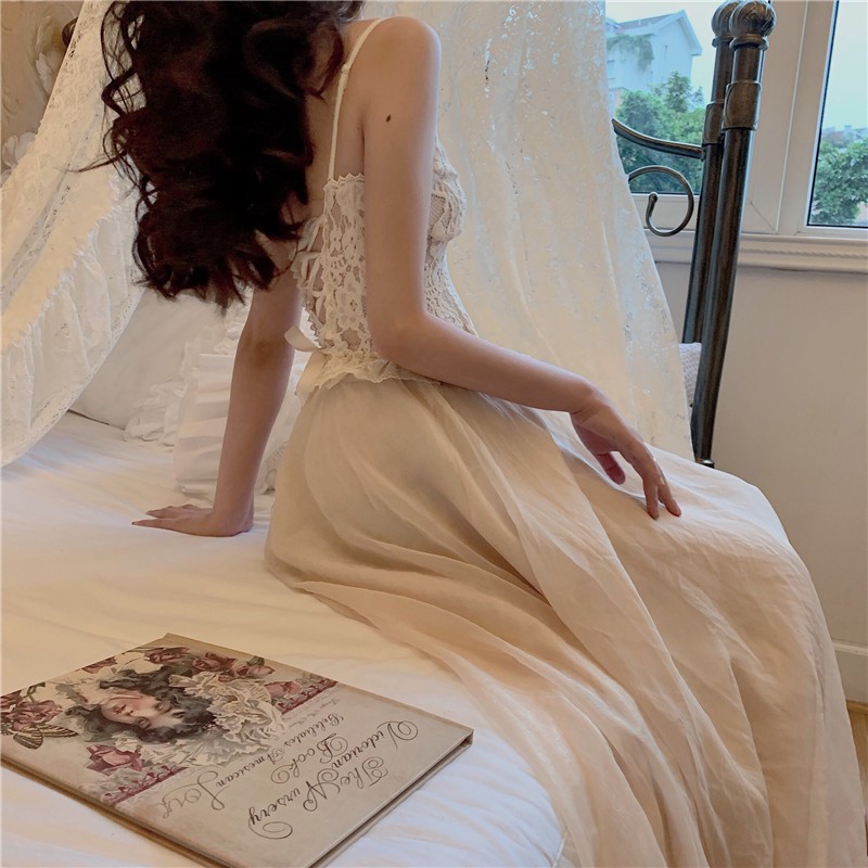 (s100) set váy ulzzang áo hai dây váy công chúa áo khoác len | BigBuy360 - bigbuy360.vn