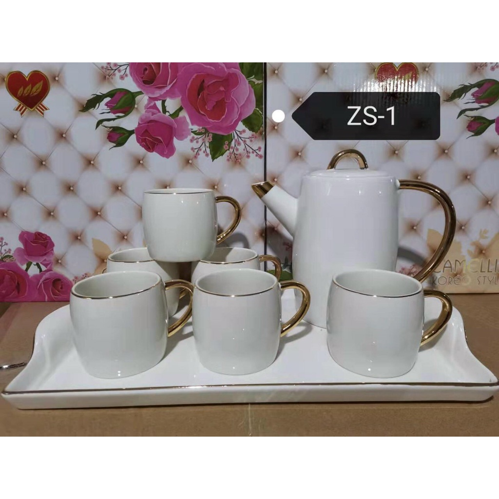 Bộ uống trà,ấm chén kèm khay Gốm Sứ Giang Tây cao cấp