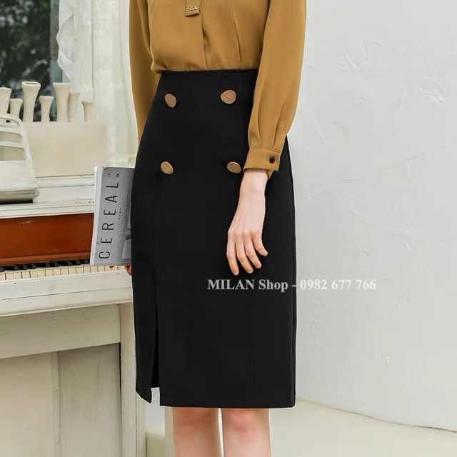 Chân váy dạ dài qua gối 4 khuy siêu chất | BigBuy360 - bigbuy360.vn