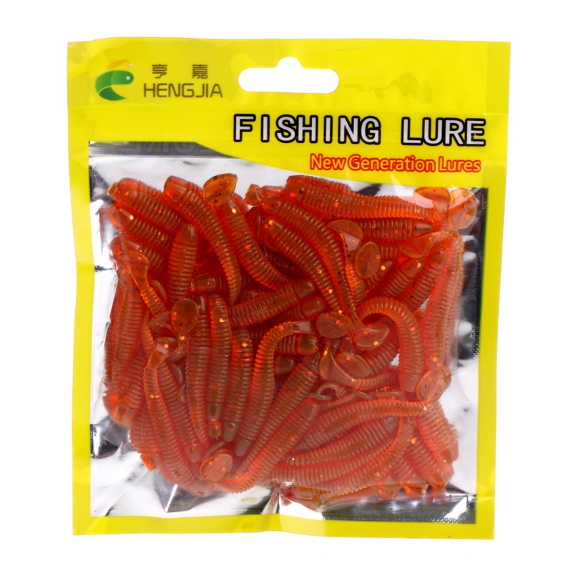 50 Mồi Giun Giả Câu Cá Hình Chữ T Mềm Mại Tiện Dụng