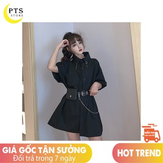 [Rẻ Vô Địch]  Áo Sơ Mi Form Rộng Tay Lỡ Unisex + Tặng Kèm Thắt Lưng Xích + Túi Hàng Quảng Châu Cao Cấp Đẹp Chất Lượng
