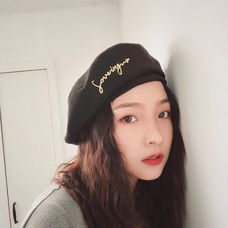 Mũ Beret Len Thêu Họa Tiết Phong Cách Nhật Bản Thời Trang Thu Đông