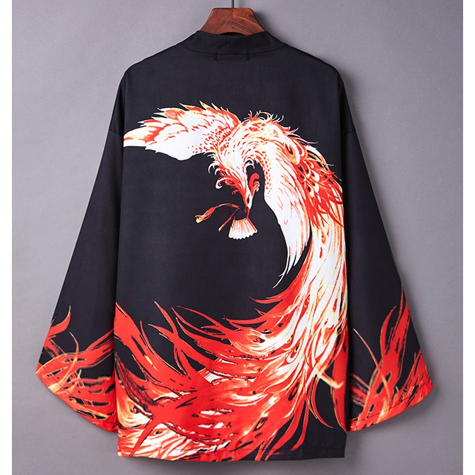 Áo Khoác kimono haori happi phụng hoàng lửa