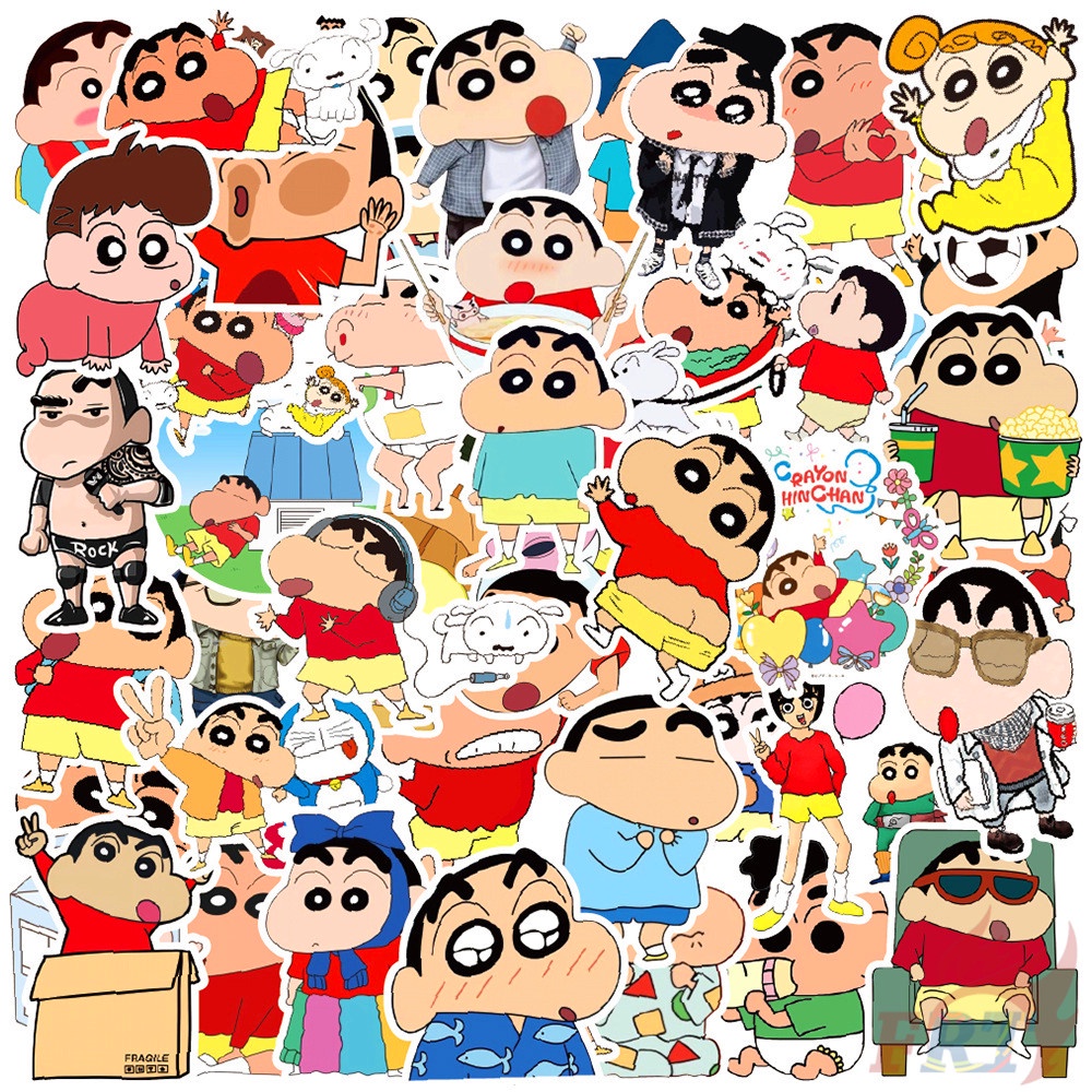 Bộ 50 Cái ☆ Miếng Dán Trang Trí Hình Cậu Bé Bút Chì Shin-chan Series 05 ☆ Sticker Dán Tường Chống Thấm Nước Thời Trang