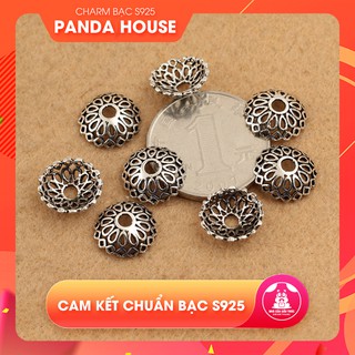 Charm bạc s925 chụp hạt, bọc hạt họa tiết hoa văn giọt nước 10mm - Panda House