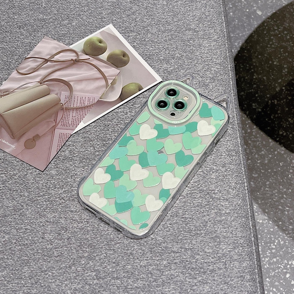 Ốp Điện Thoại Silicon TPU Mềm Trong Suốt Hình Tai Mèo 3D Cho iPhone 11 12 13 Pro Max XR X XS Max