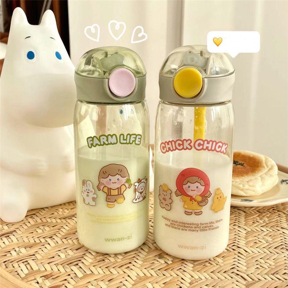 Bình Nước Nhựa 450ML Chống Rò Rỉ Thiết Kế Dễ Thương