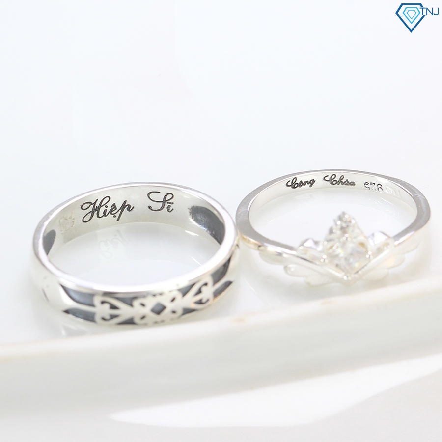 Nhẫn đôi hiệp sĩ và công chúa nam nữ bạc khắc tên ND0471 Trang Sức TNJ