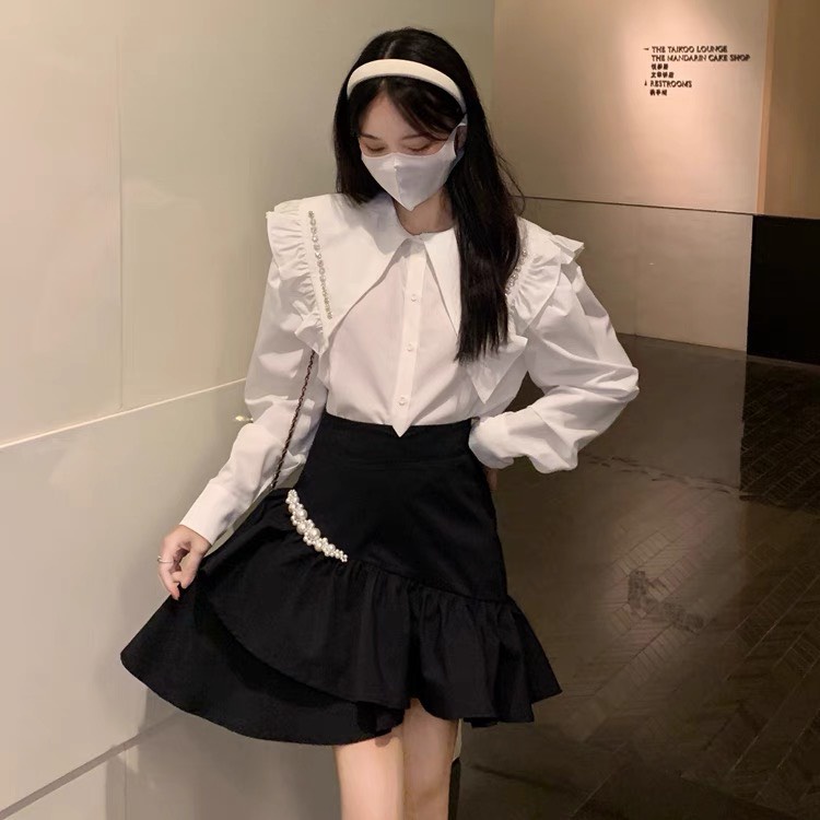 Áo babydoll kaca tiểu thư tay dài cổ V A 203 freeship 1hittop