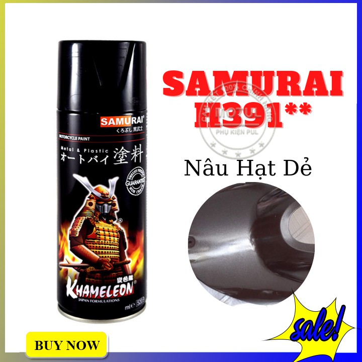 Sơn Xịt Samurai Màu Nâu Hạt Dẻ H391** Làm Mới Đẹp Dàn Áo Xe