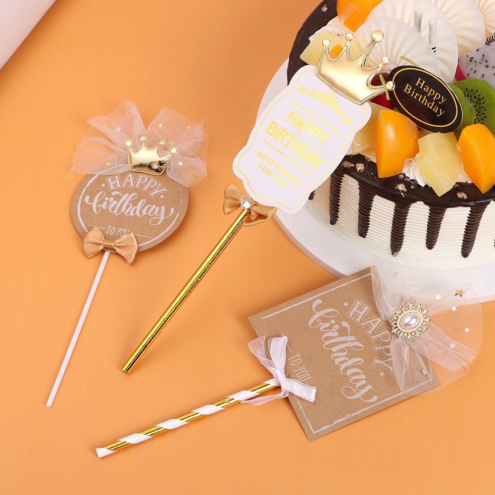 PINEVN Que Cắm Trang Trí Bánh Kem Hình Vương Miện Sang Trọng Lãng Mạn