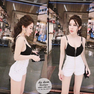 Sét áo 2 dây quần short lưng cao