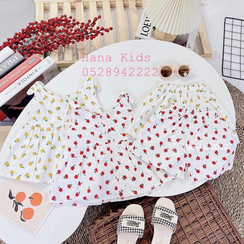 Bộ đồ bé gái HANA KIDS 1-5 tuổi bộ đùi chất đũi mềm mát, mặc đi chơi, đi học