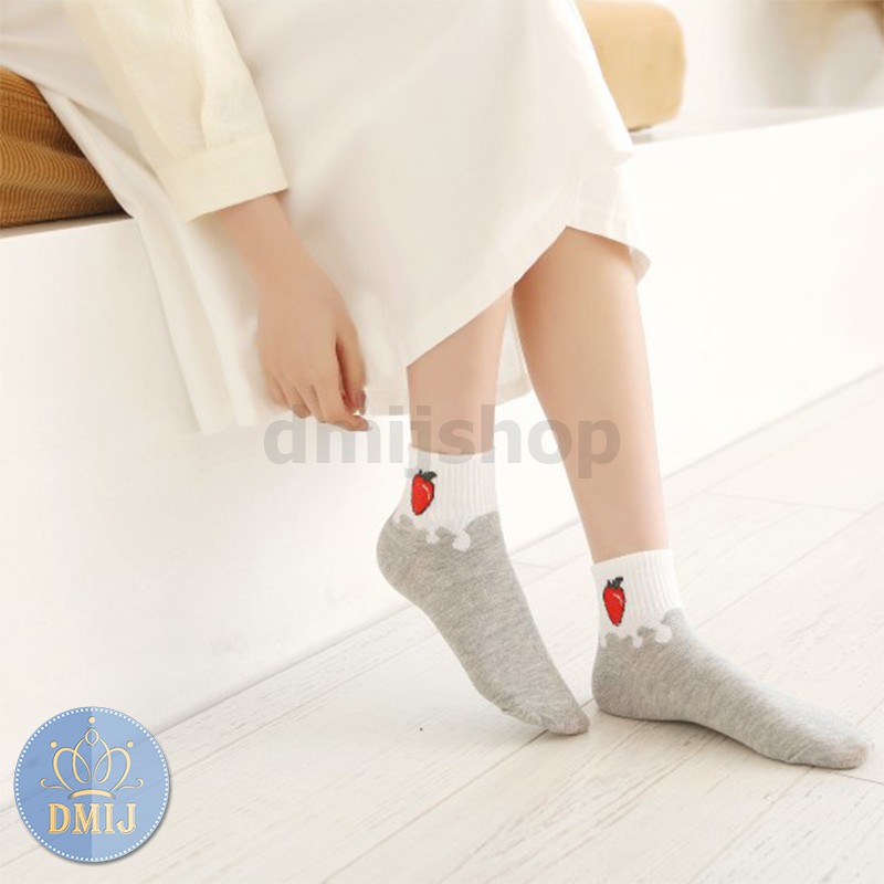 [Mã FAMARAL1 giảm 10K đơn 50K]Set 5 đôi tất nữ cổ thấp nhiều màu vớ nữ cổ thấp họa tiết hoa quả TTD01 T75