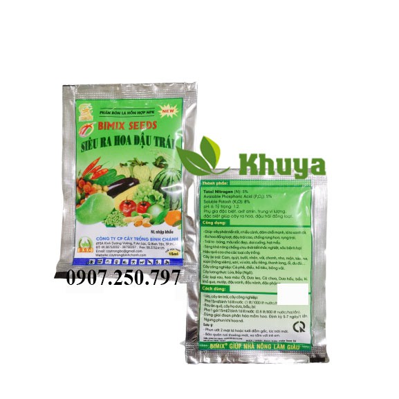 Phân bón lá Bimix Super Seeds gói 15ml Siêu ra hoa đậu trái