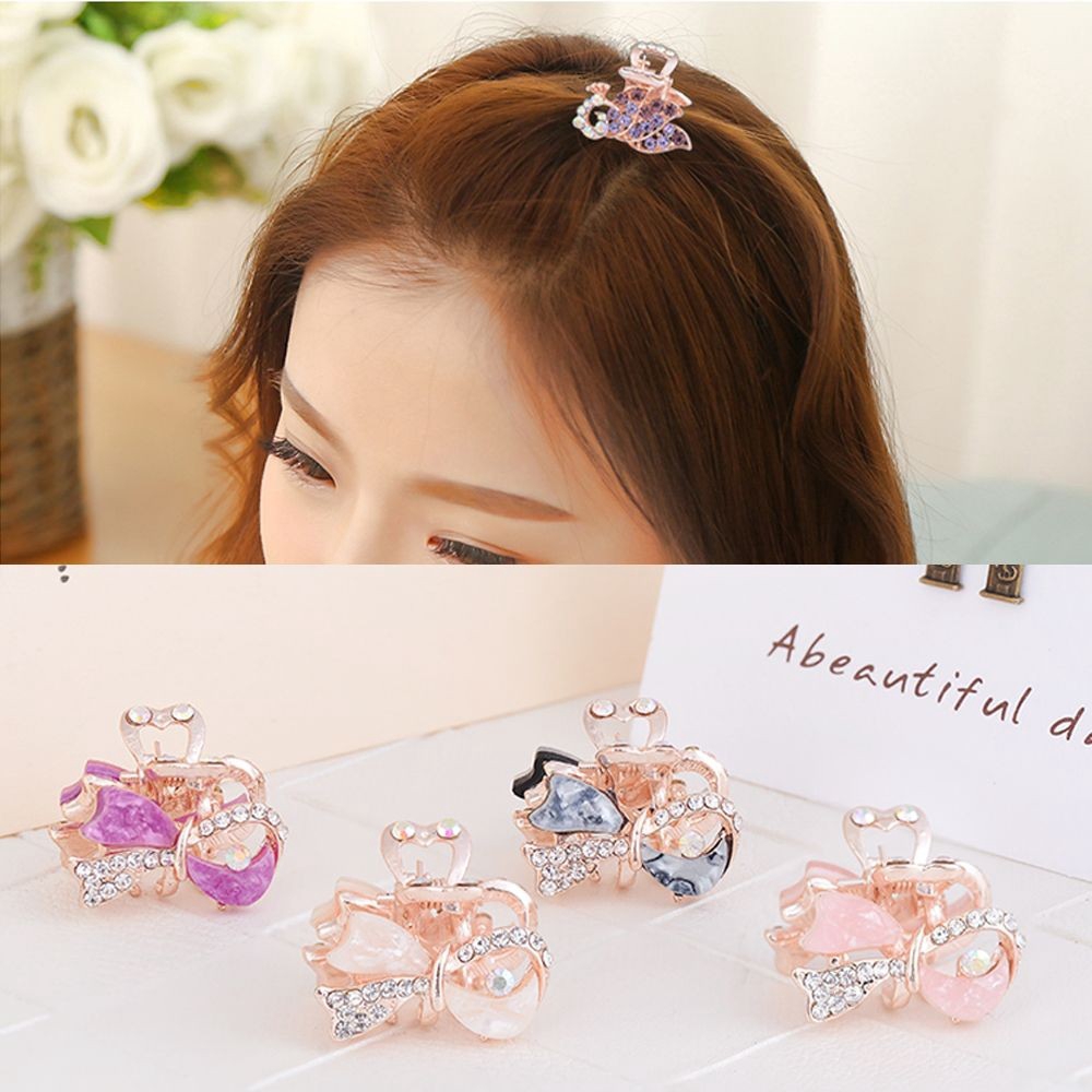 Kẹp tóc họa tiết nơ đính kim cương giả thời trang